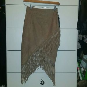 Express faux suede fringe pencil skirt